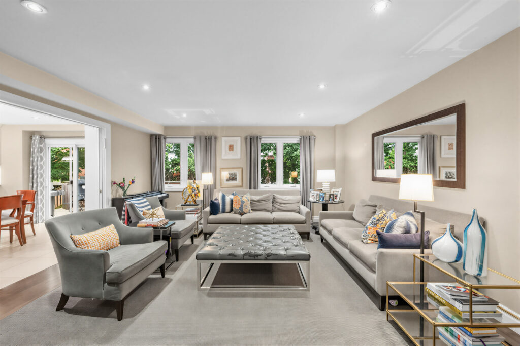 A bright, open living room in a home on the Bathurst corridor